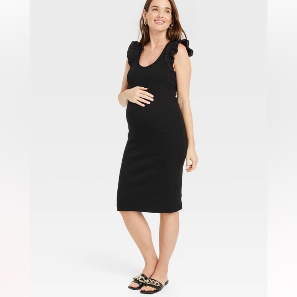 The Nines by HATCH™ Flutter Short Sleeve Ribbed Jersey Maternity Dress Sz. XL